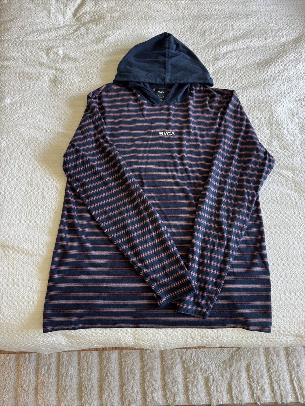 RVCA Navy Hooded Long Sleeve Shirt